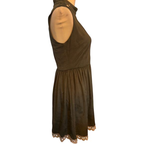 Altar'd State Olive Green & Cream Sleeveless Dress With Lace Trim, Size Medium - Picture 2 of 5